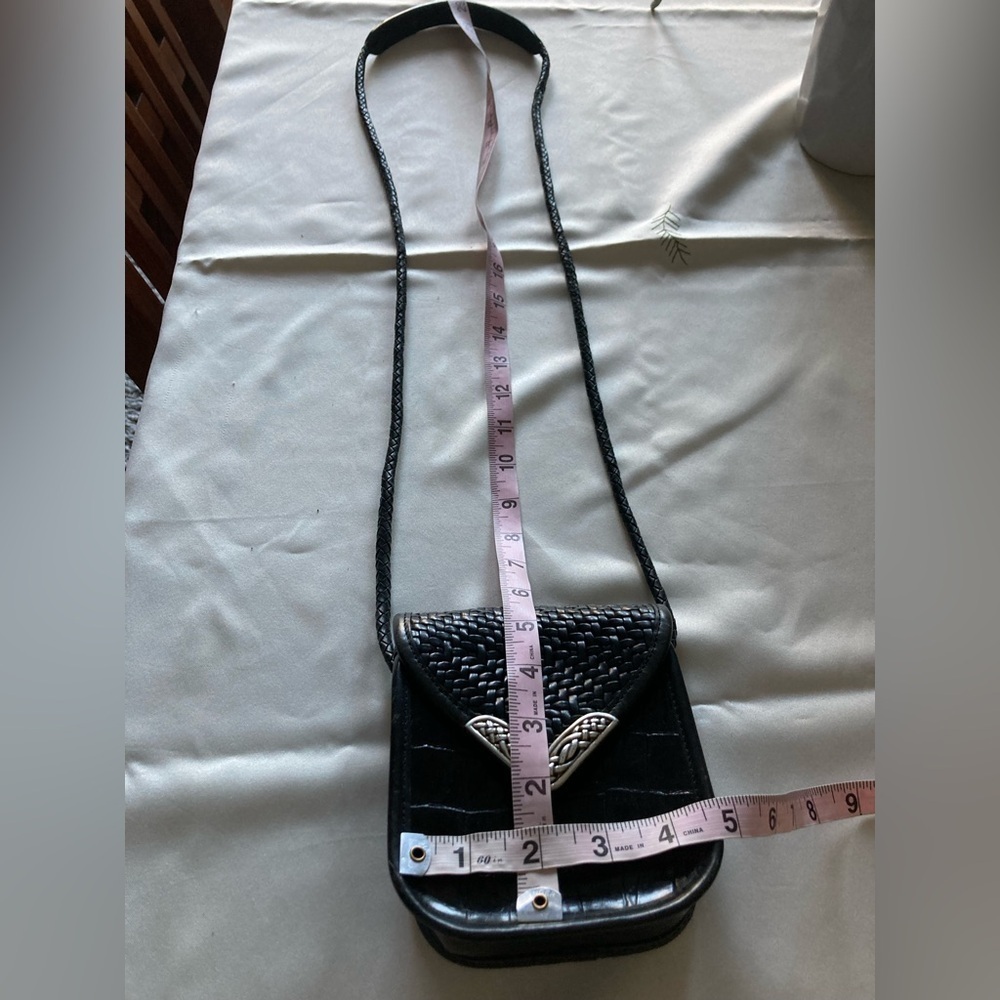 Brighton Shoulder Bag Mini Petite Silver Butterfly Woven & Croco Black Leather - Picture 6 of 8